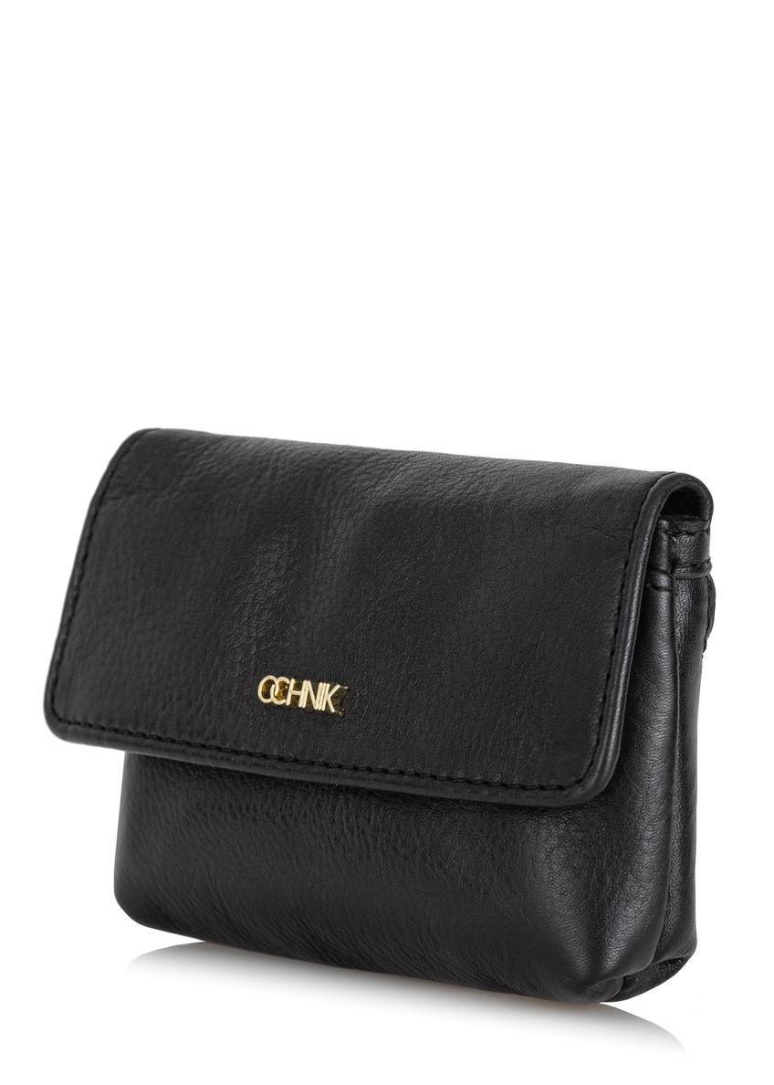 Small black leather wallet with chain PORES-0883-99(Z23)