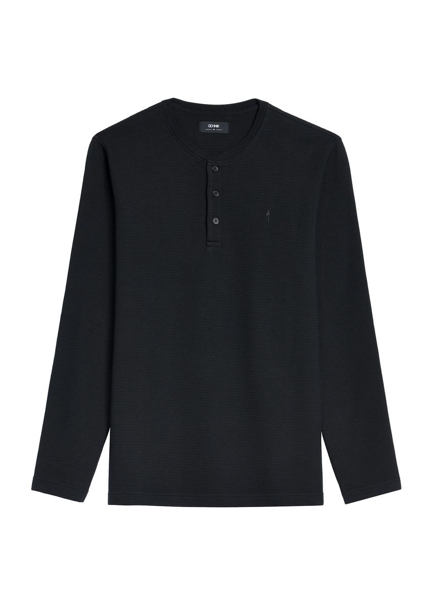 Black men's longsleeve LSLMT-0007-99(Z24), product view from the front on a white background.