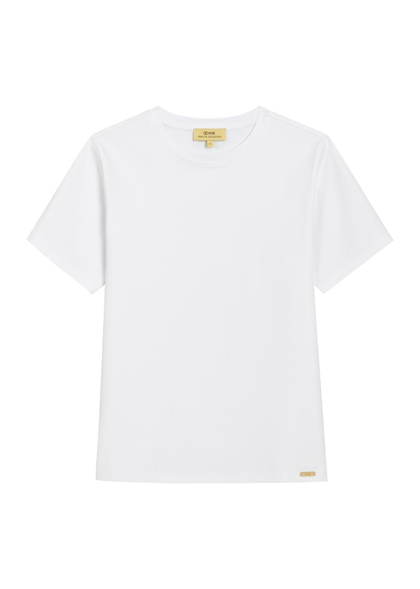 Women's white cotton T-shirt TSHDT-0165-0A(Z26)
