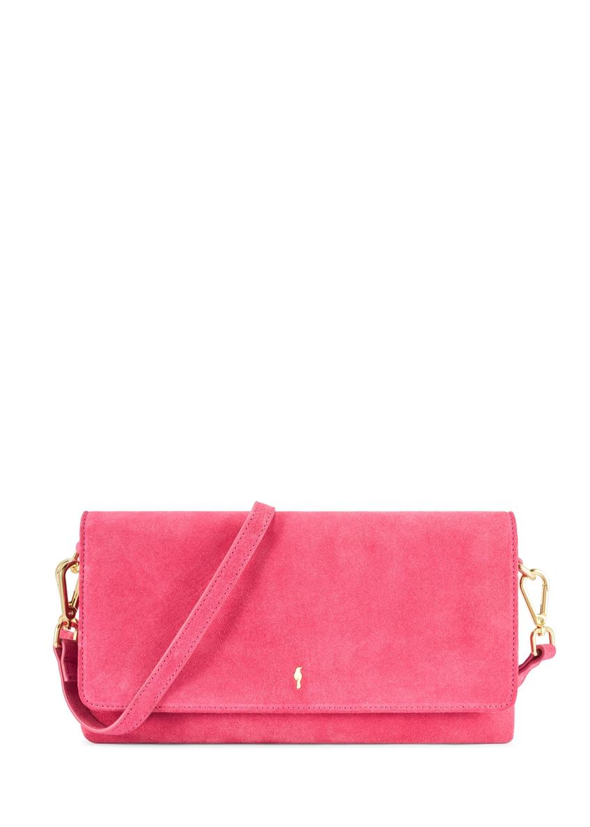 Pink suede women's handbag TORES-1247-5E(W26) - front product view, on white background.