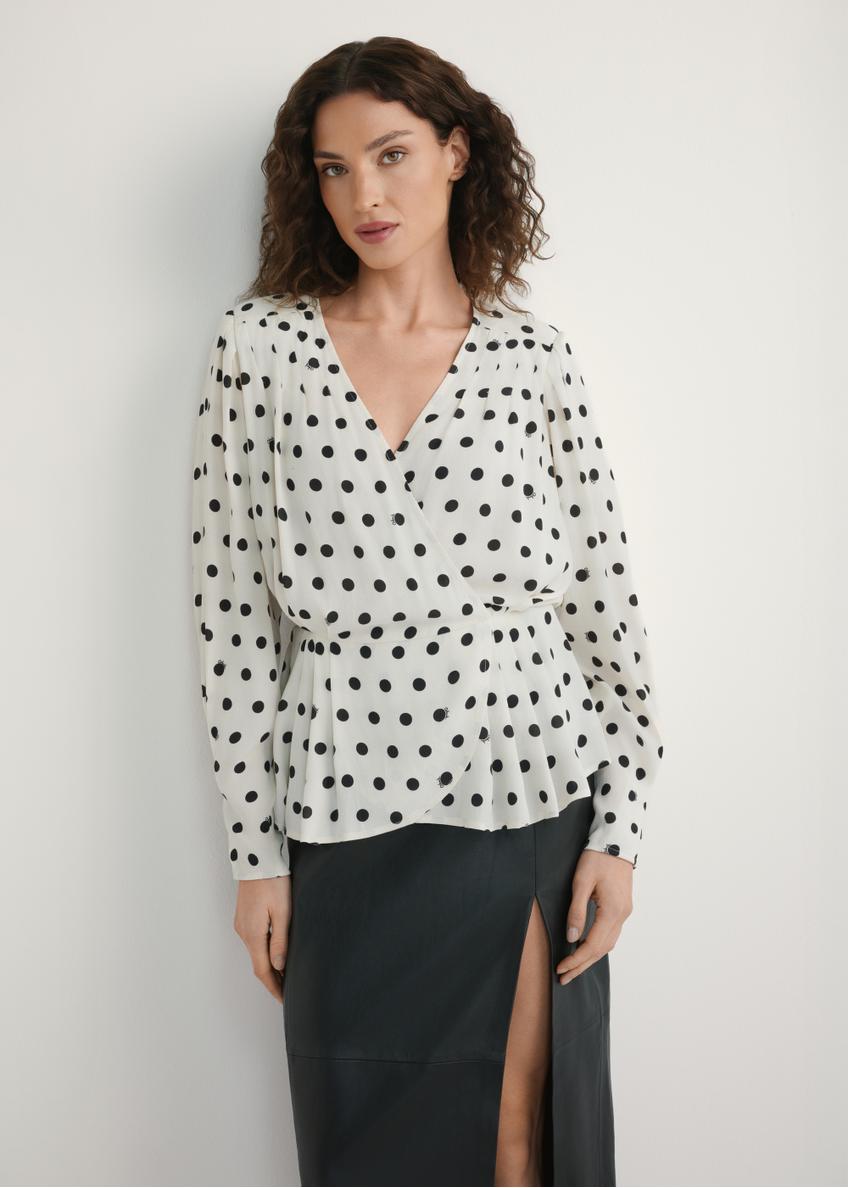 Cream polka dot women's blouse BLUDT-0204-0P(W26)