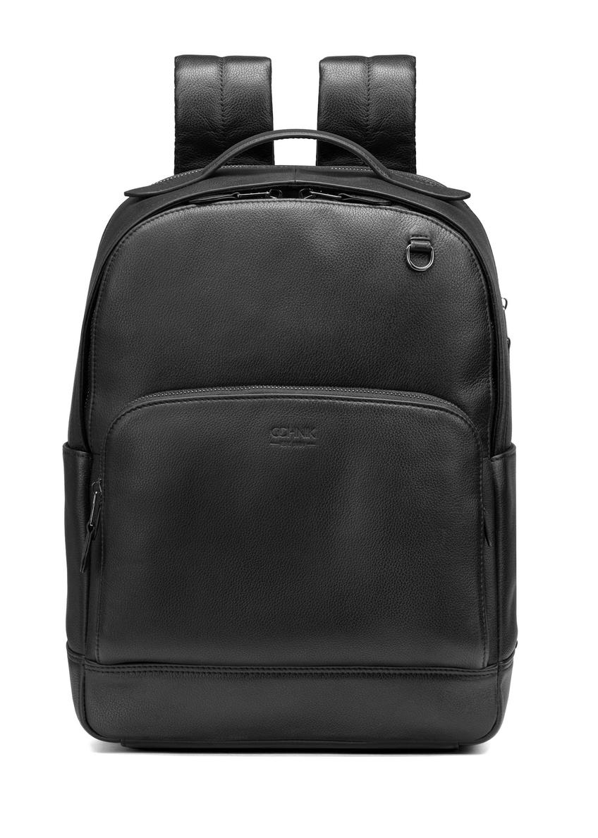 Black Leather Men's Backpack PLCMS-0018R-99(W25)