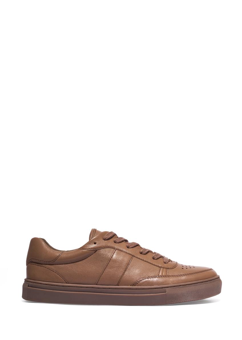 Women's leather sneakers in cool beige color BUTYD-1294-1K(Z26), side view of the product on a white background.