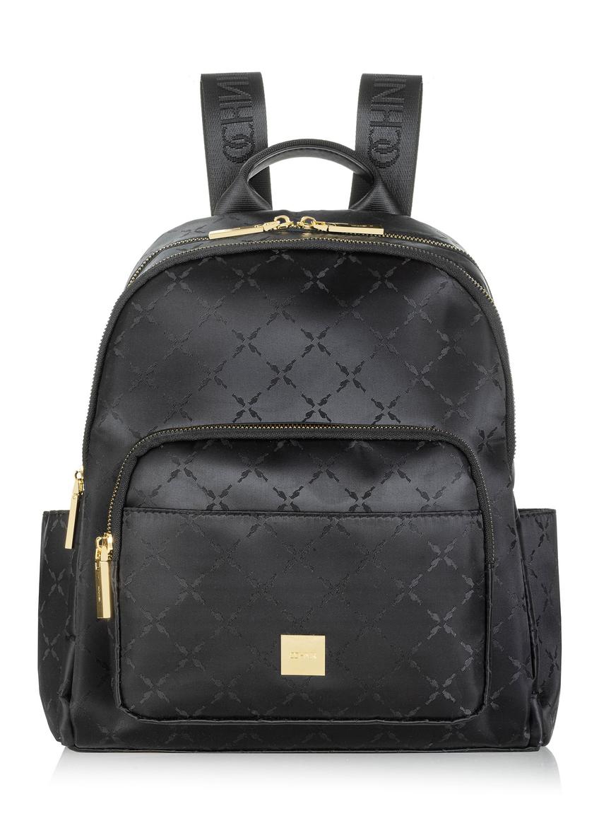 Black women's backpack with monogram TOREN-0255A-99(Z24)