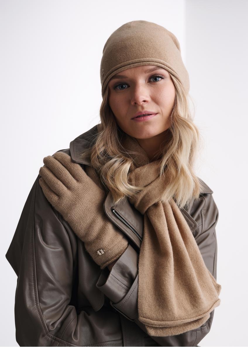 Women's cashmere beige gloves REKDT-0020-81(Z24)