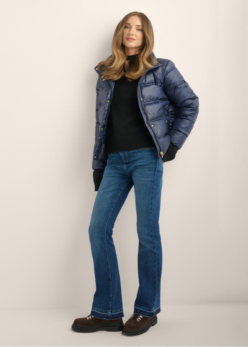 Navy blue women's jacket with stand-up collar KURDT-0669-7E(Z26)