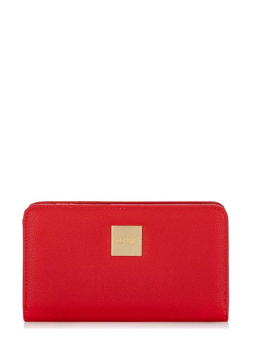 Red women's wallet with logo POREC-0362-42(W24)-10