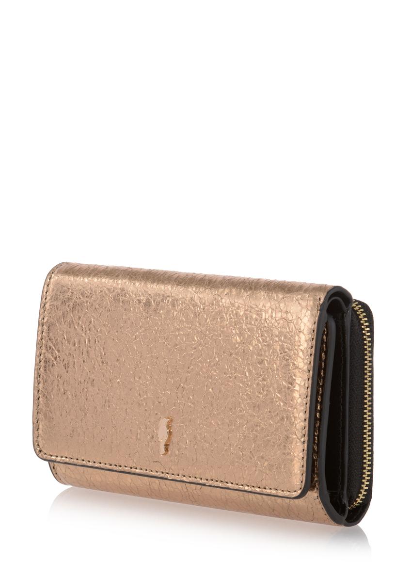 Women's gold leather wallet PORES-0801C-28(W23)