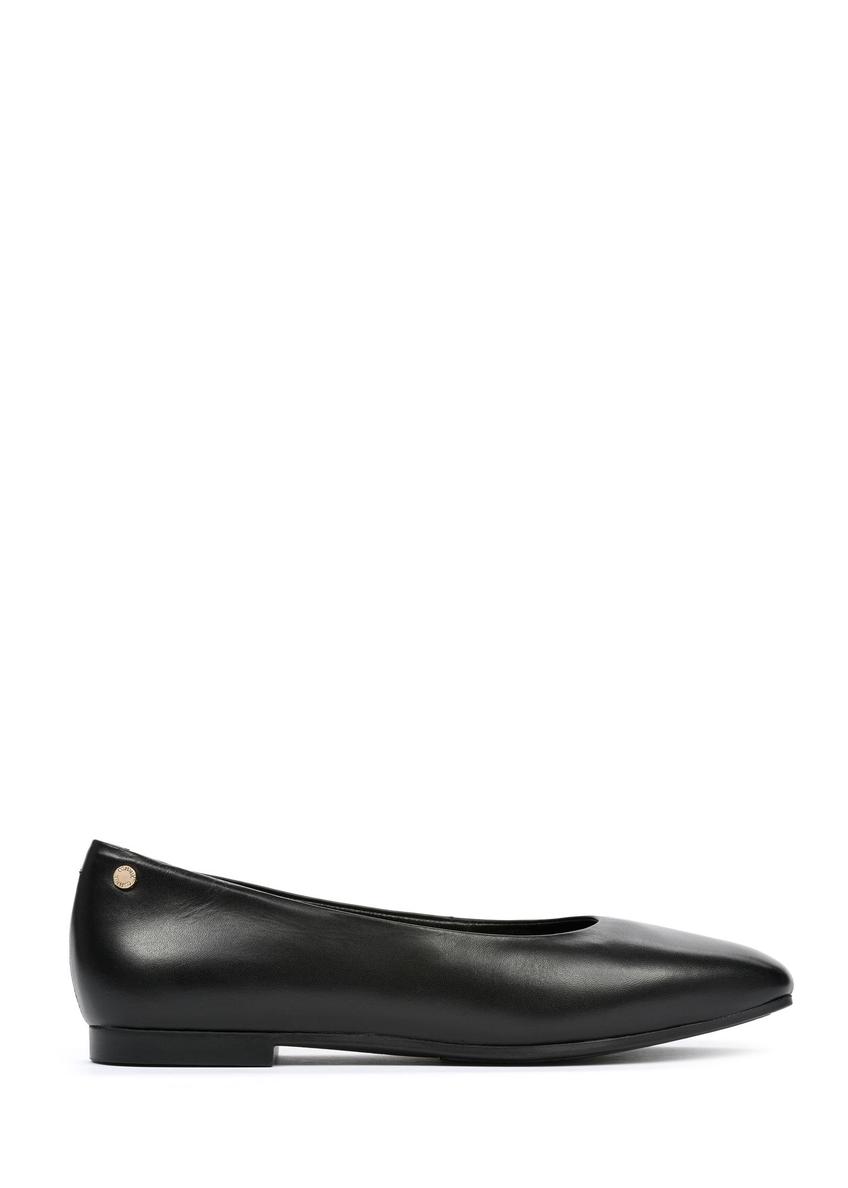 Black leather women's ballet flats BUTYD-1144-99(W25)