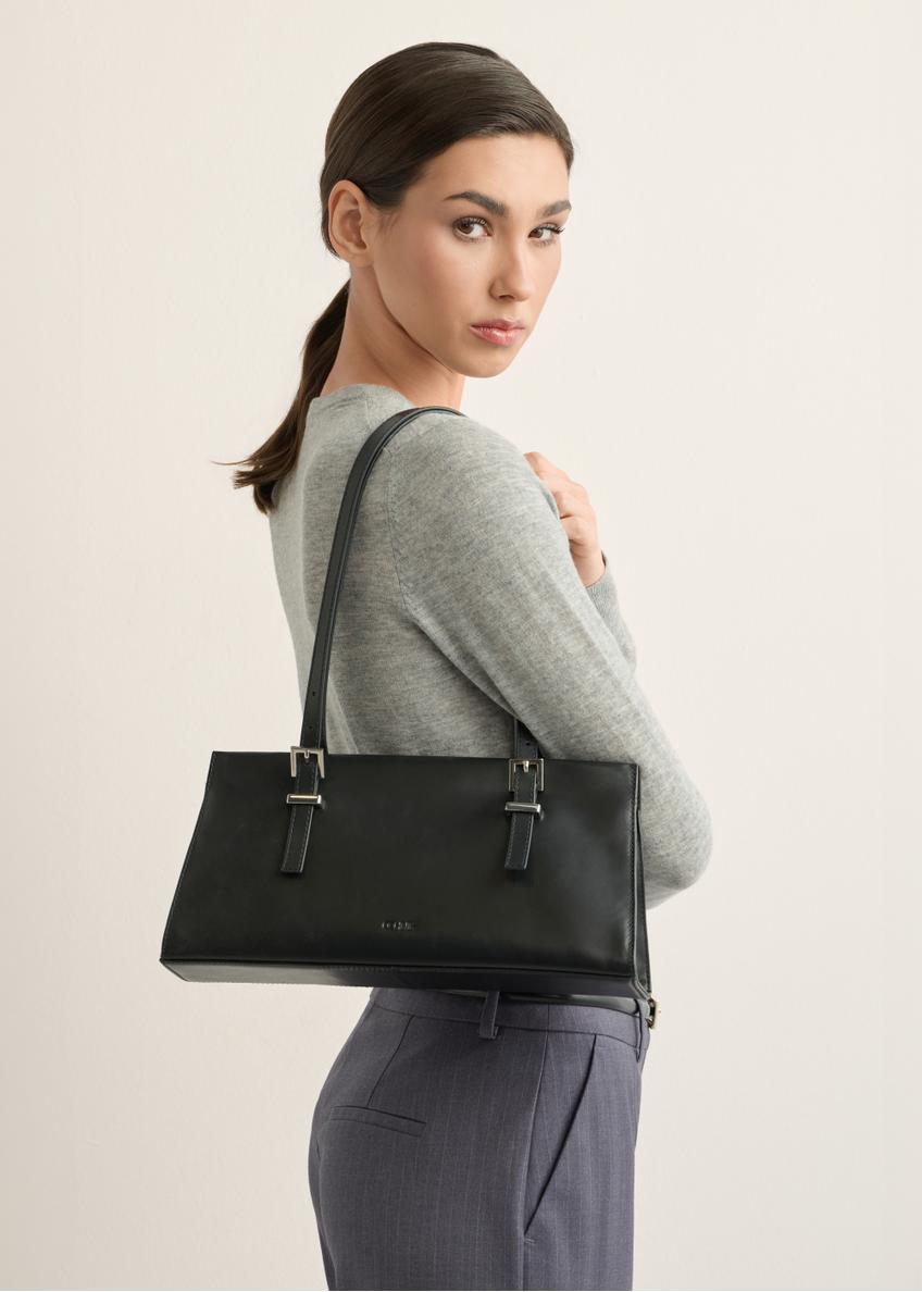 Black leather women's shoulder bag TORES-1429-99(Z26)