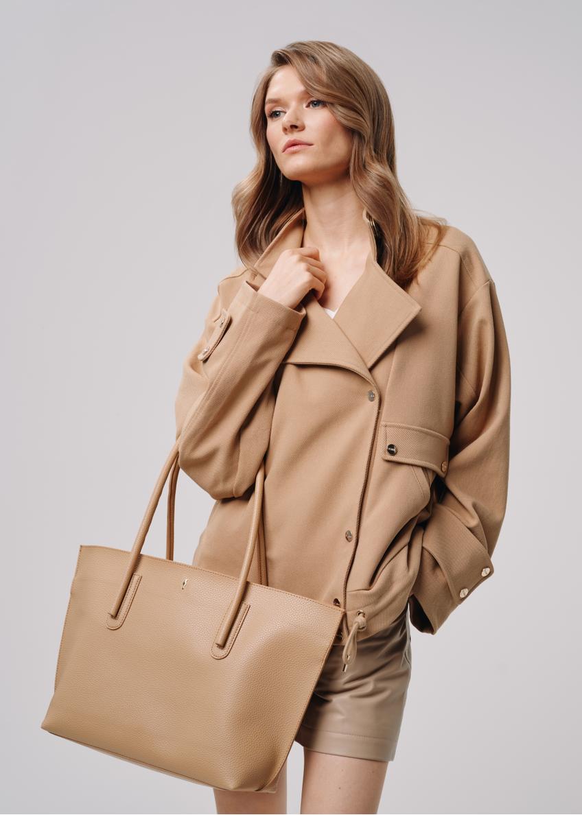 Beige women's shopper bag TOREC-0938-82(W24)