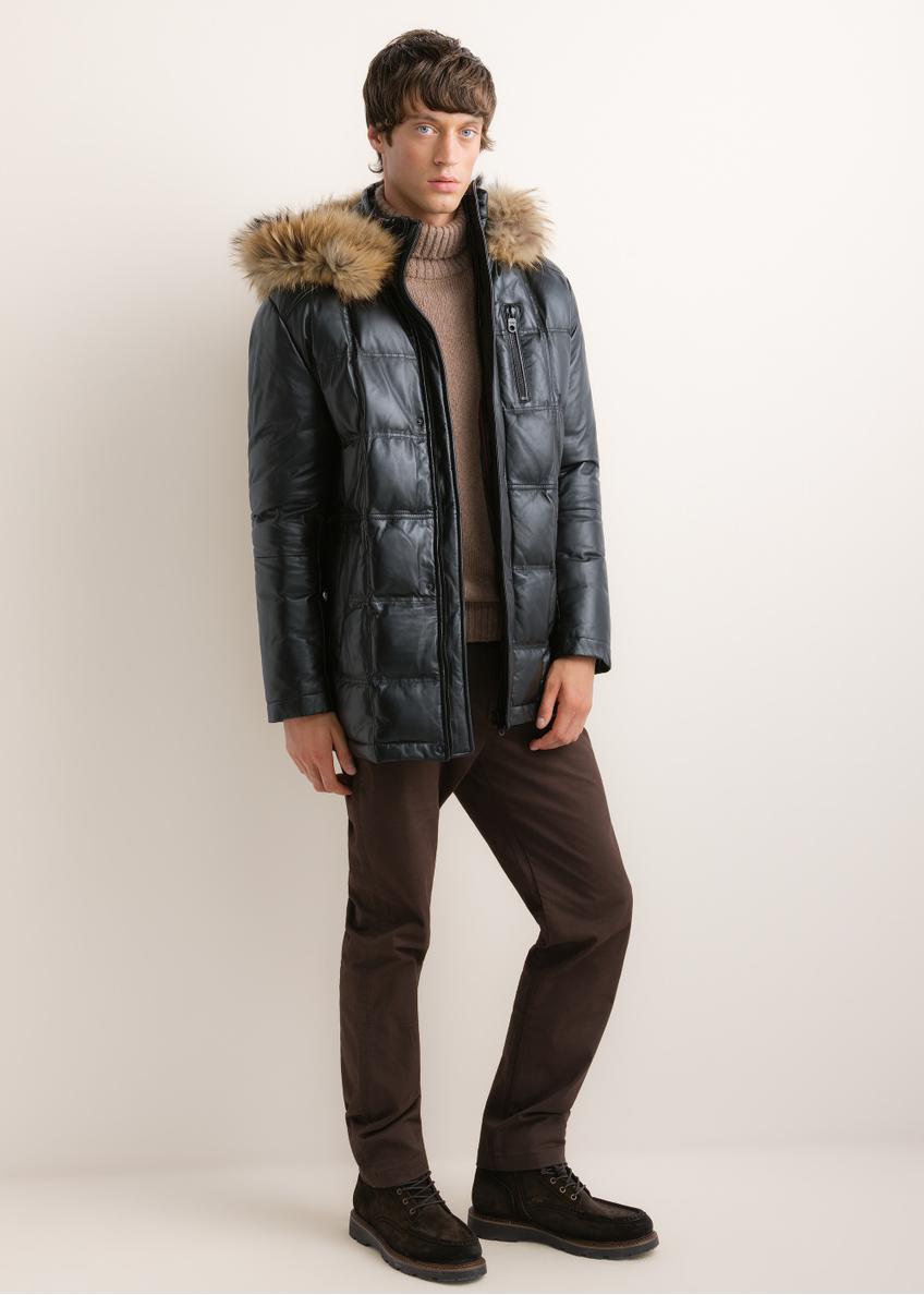 Black men's leather jacket KURMS-0348-99(Z26)