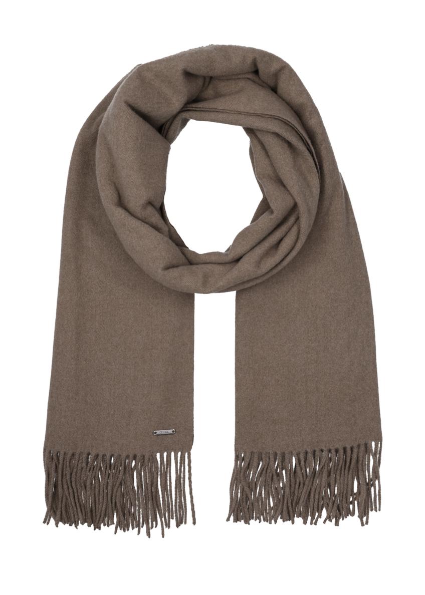 Beige women's scarf with wool SZADT-0233-1K(Z26) - front product view, on white background.
