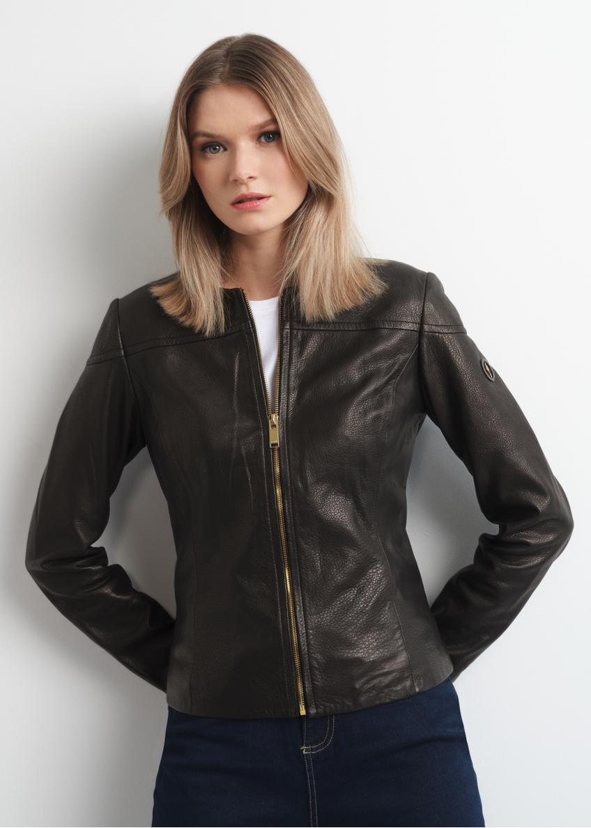 Women's classic leather jacket KURDS-0402-1294(W23)-01