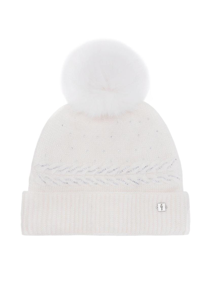 Warm women's winter hat cream CZADT-0186-12(Z24)