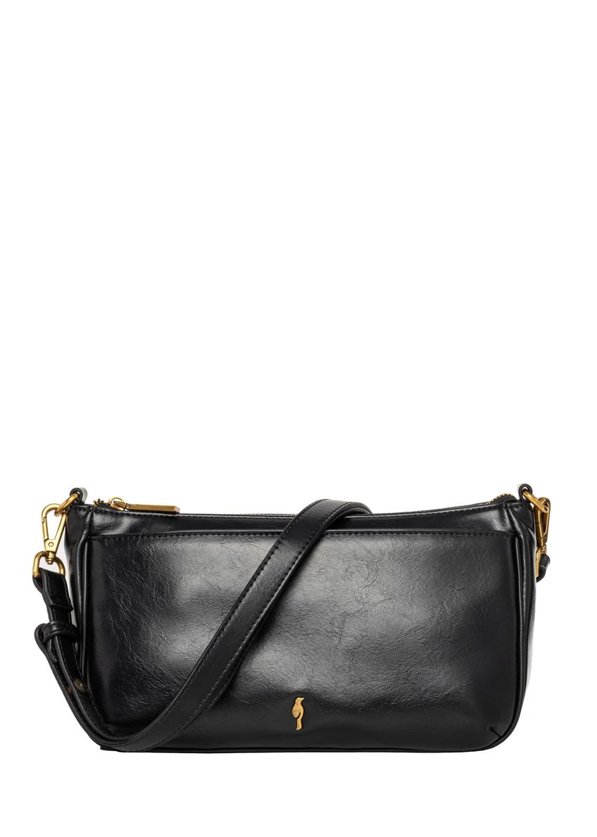 Black women's shoulder bag TOREC-1245-9F(Z26), front view on a white background.