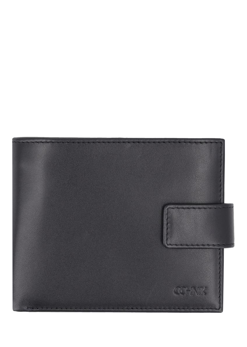 Black men's leather wallet PORMS-0717-99(Z26) - front product view, on white background.