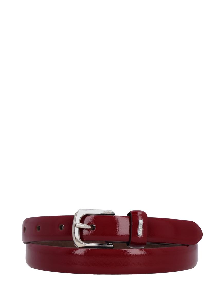 Dark red leather women's belt PASDS-0300-4C(Z26), front product view on white background.