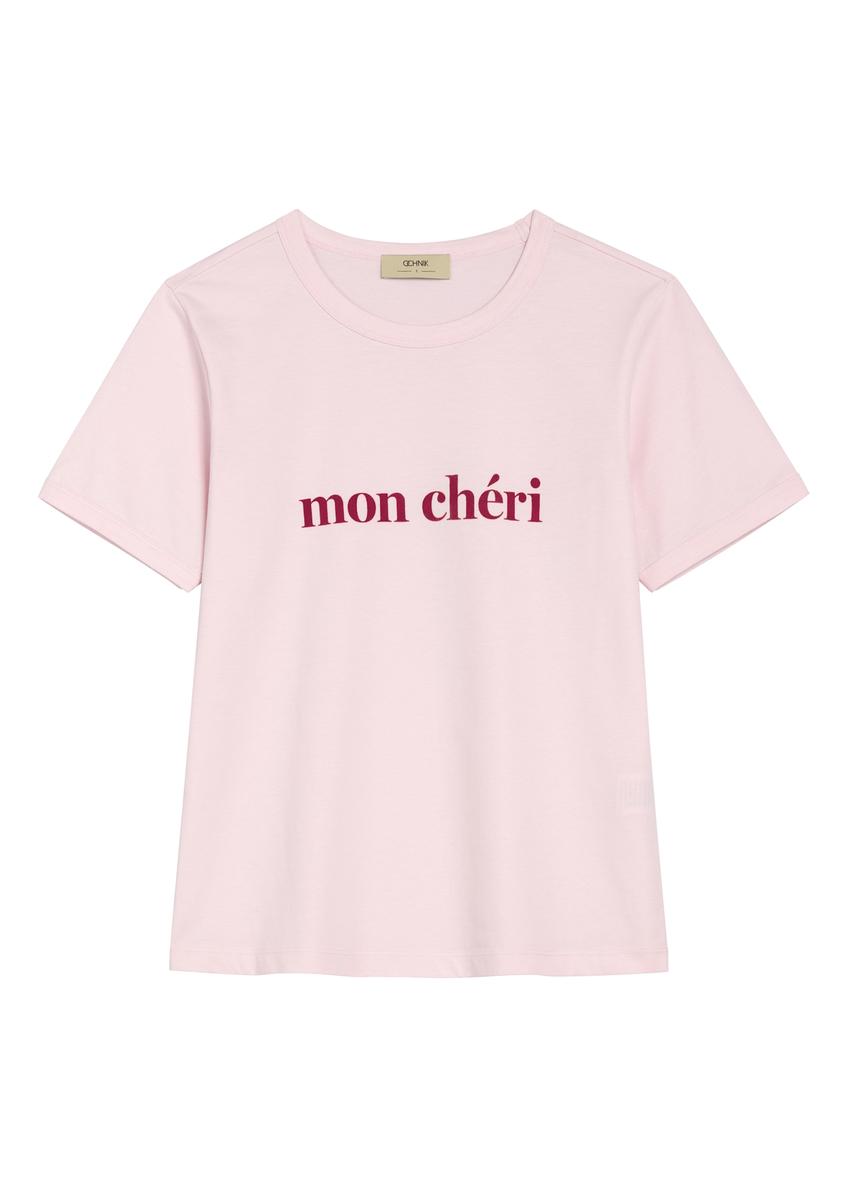 Pink women's T-shirt with print TSHDT-0152-5A(W26)