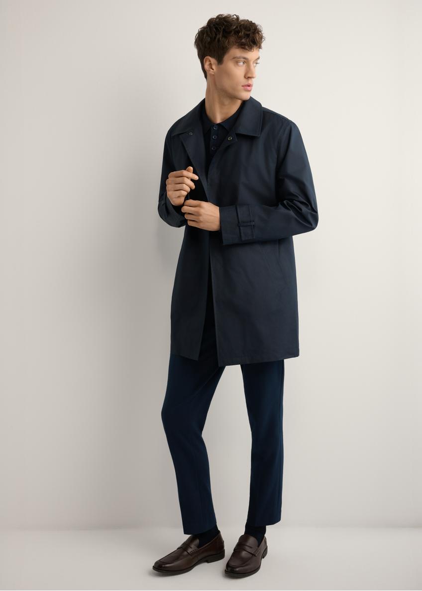 Men's navy blue insulated jacket KURMT-0408-7D(W26) - front view of the product, modeled against a light background. Full body visible.