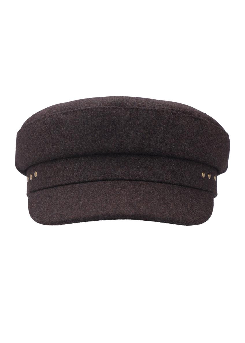Dark brown women's wool hat CZADT-0225-1I(Z26) - front product view, on a white background.