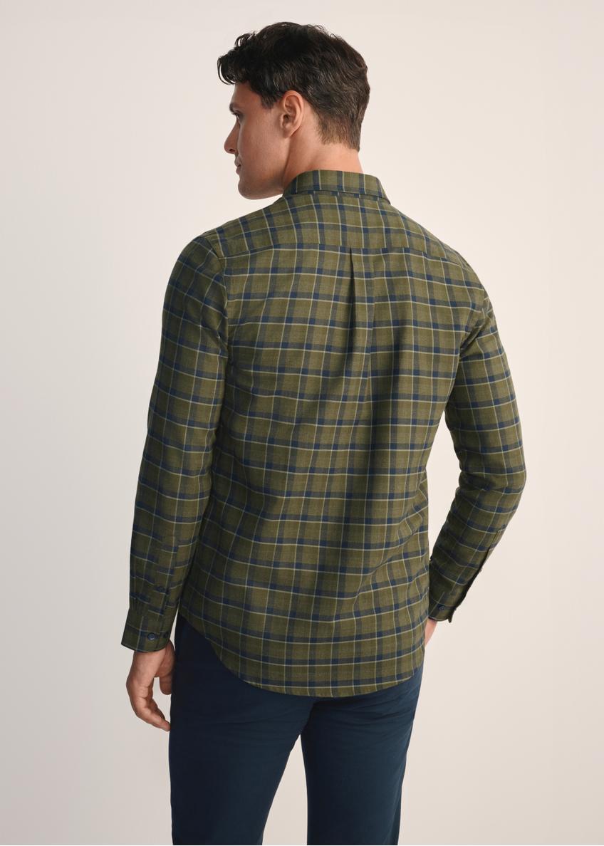 Men's khaki checkered shirt KOSMT-0333-55(Z25)