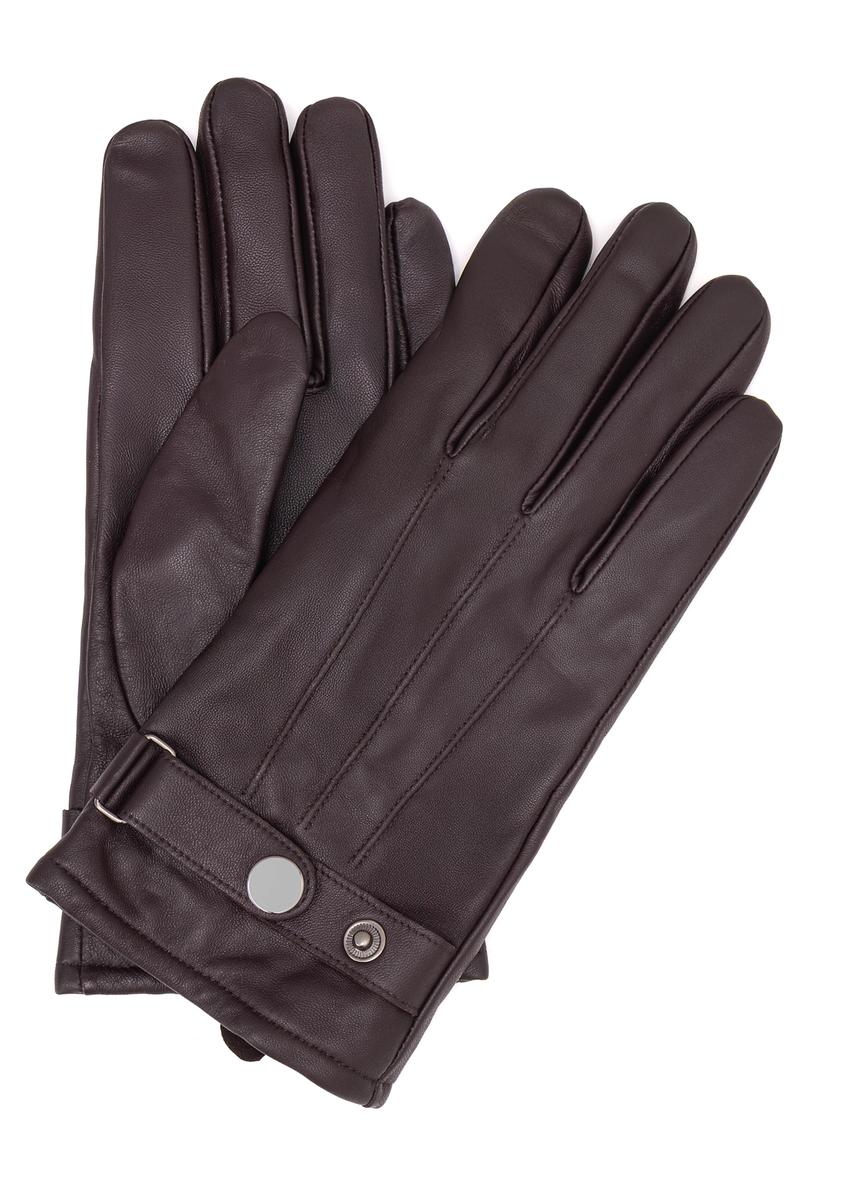 Men's leather adjustable gloves REKMS-0022A-90(Z25), front product view on white background.