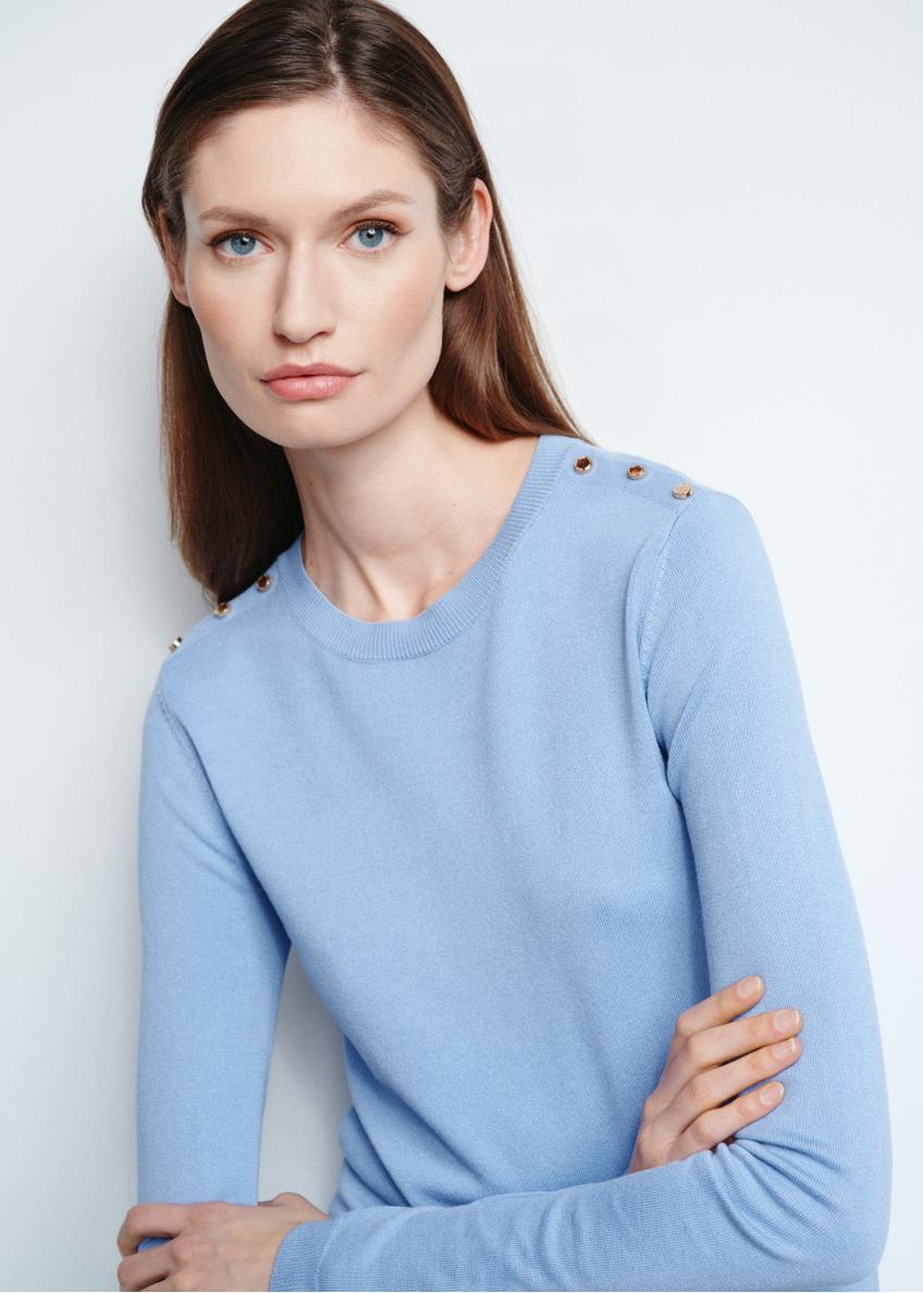 Blue women's basic longsleeve LSLDT-0039-61(W24)-01