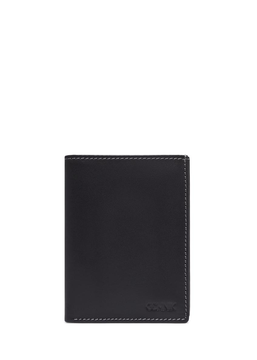 Small black leather men's wallet PORMS-0702-99(Z26), front product view on white background.