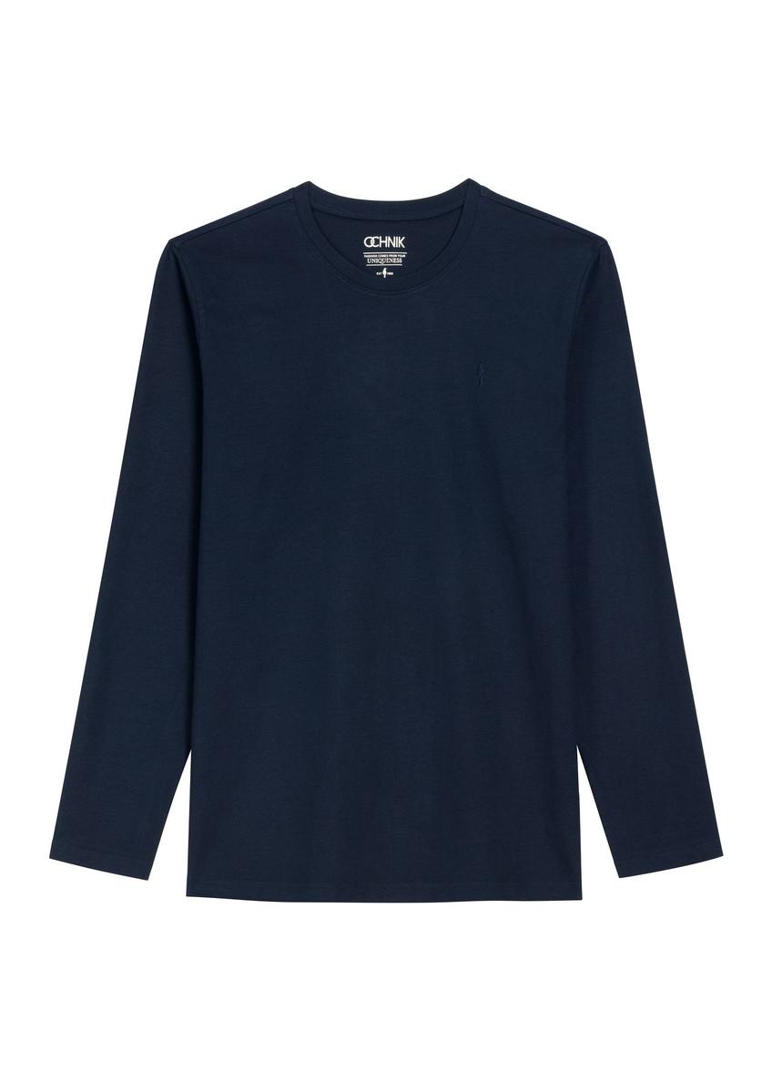 Men's dark navy cotton longsleeve LSLMT-0013-7E(Z26) - front product view, on a white background.