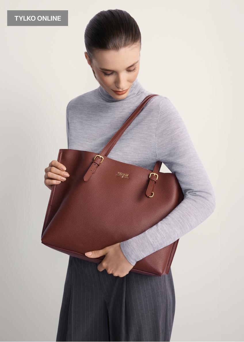 Burgundy large shopper bag TOREC-1088-49(Z25)