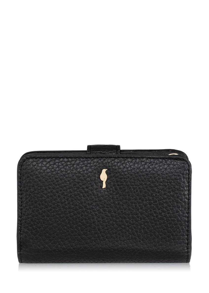 Medium black leather women's wallet PORES-0896R-99(Z25) - front product view on white background.