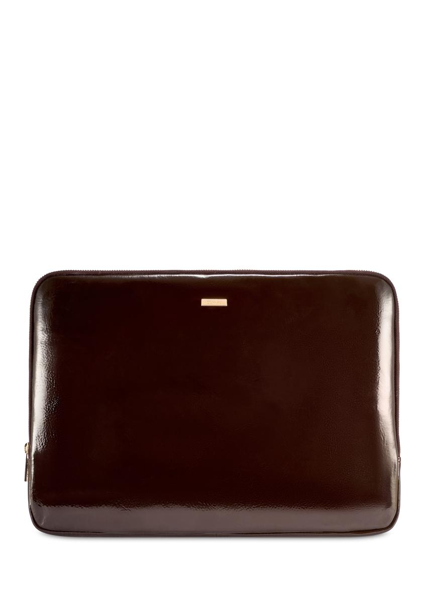 Dark brown leather women's briefcase TORES-1257-1I(W26) - front product view, on white background.