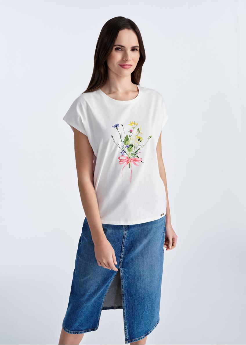 Women's cotton T-shirt with print TSHDT-0140-12(W25)-01