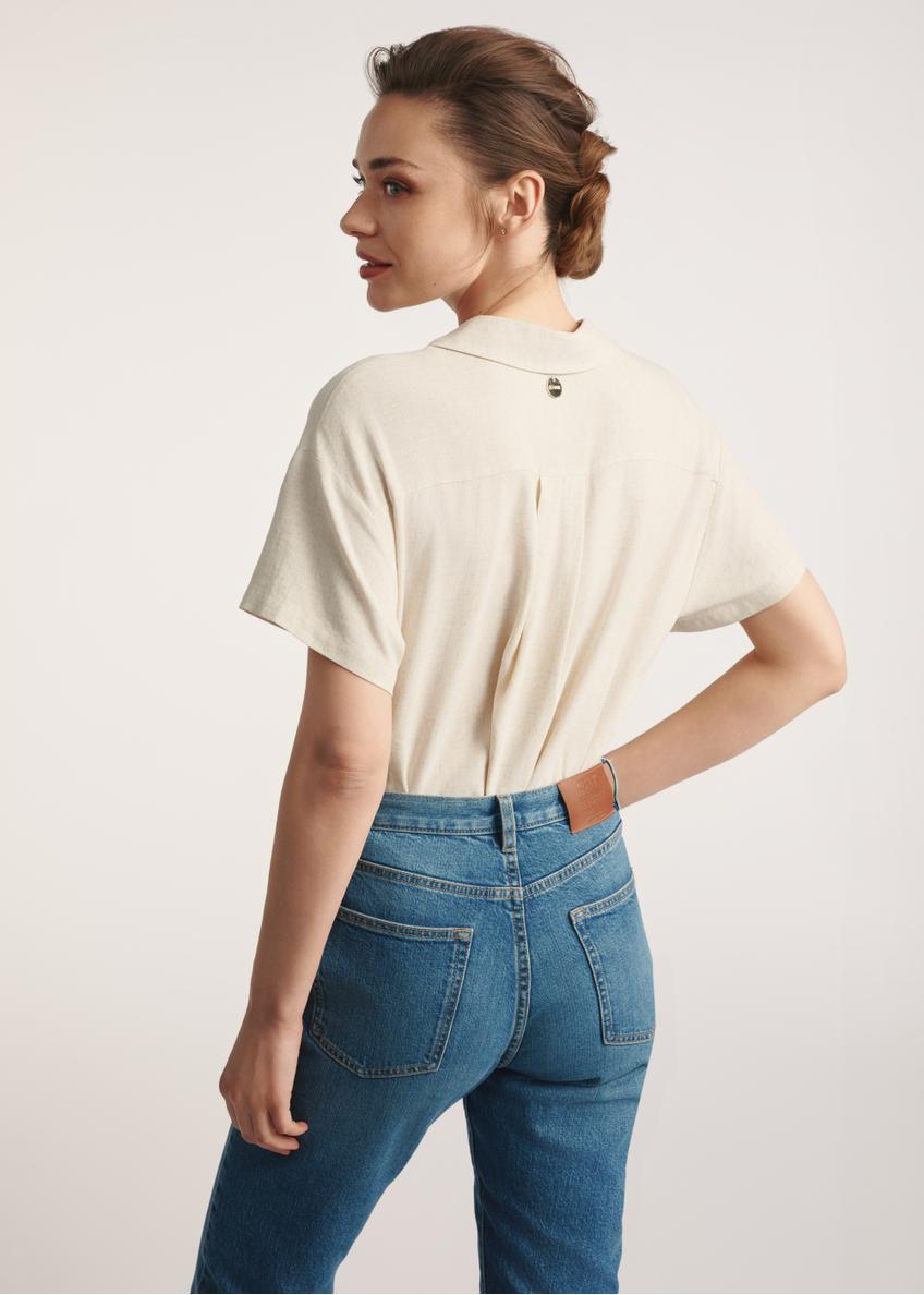 Beige women's linen shirt KOSDT-0179-81(W25)
