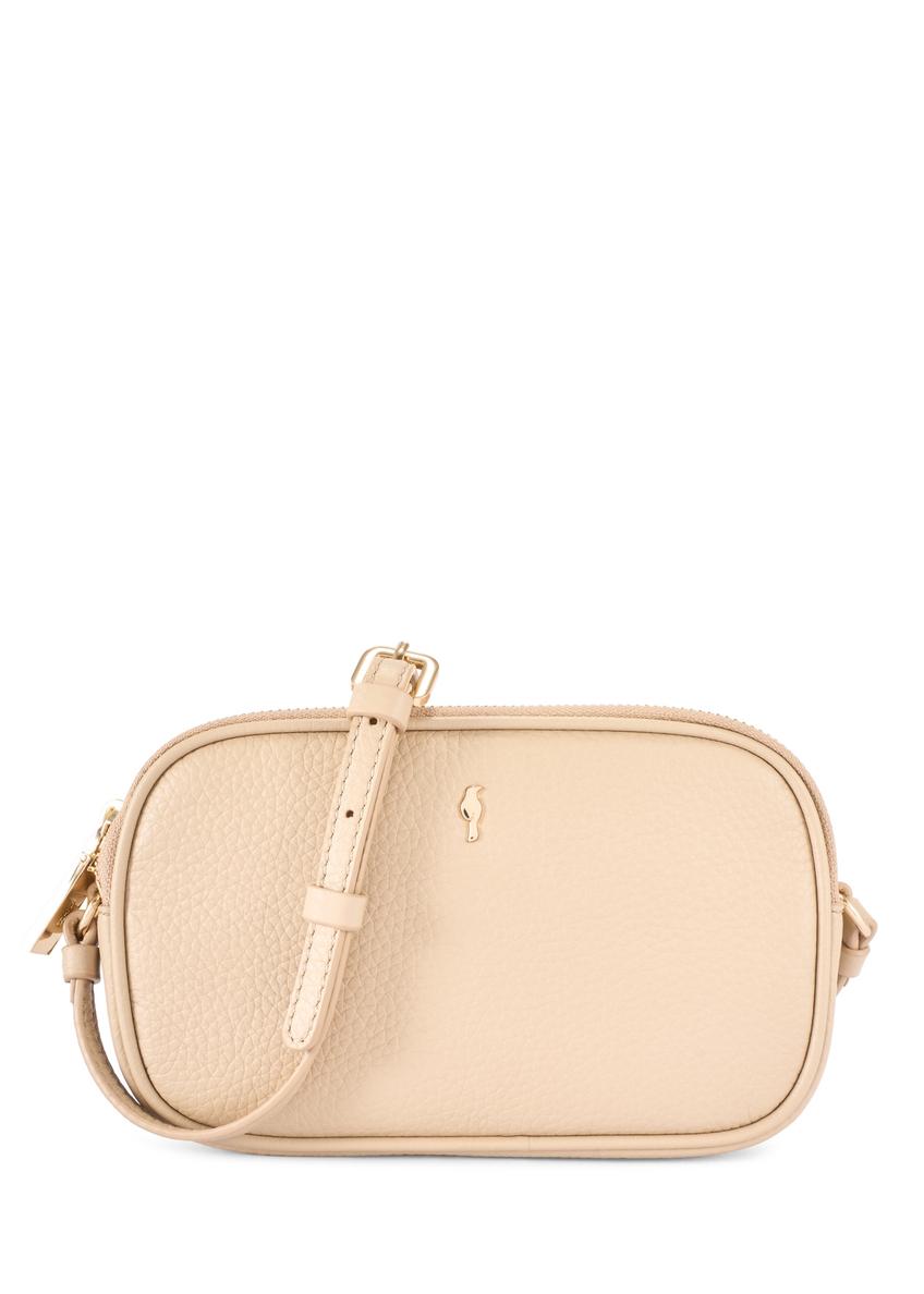 Small beige leather women's handbag TORES-0466E-1B(W26) - front product view, on white background.