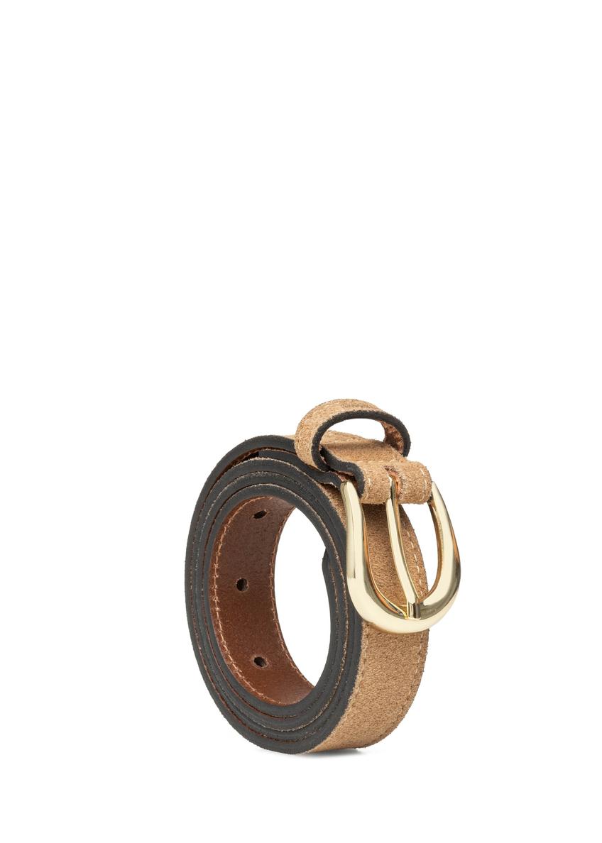 Dark beige leather women's belt PASDS-0303-1C(W26)
