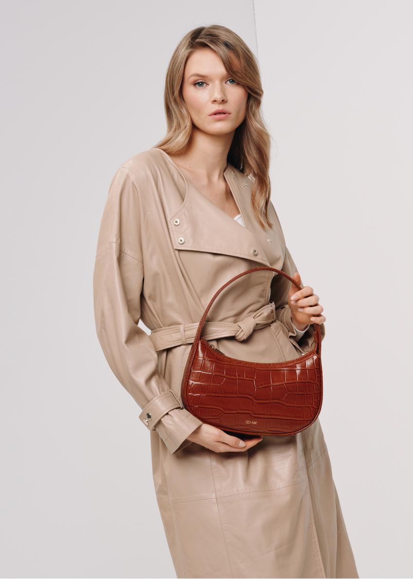 Brown leather women's hobo handbag TORES-0999-87(W24)