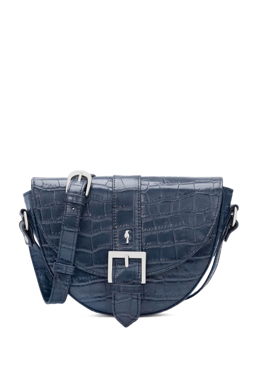 Navy blue croco leather handbag TORES-0707F-7D(W26), front product view on white background.