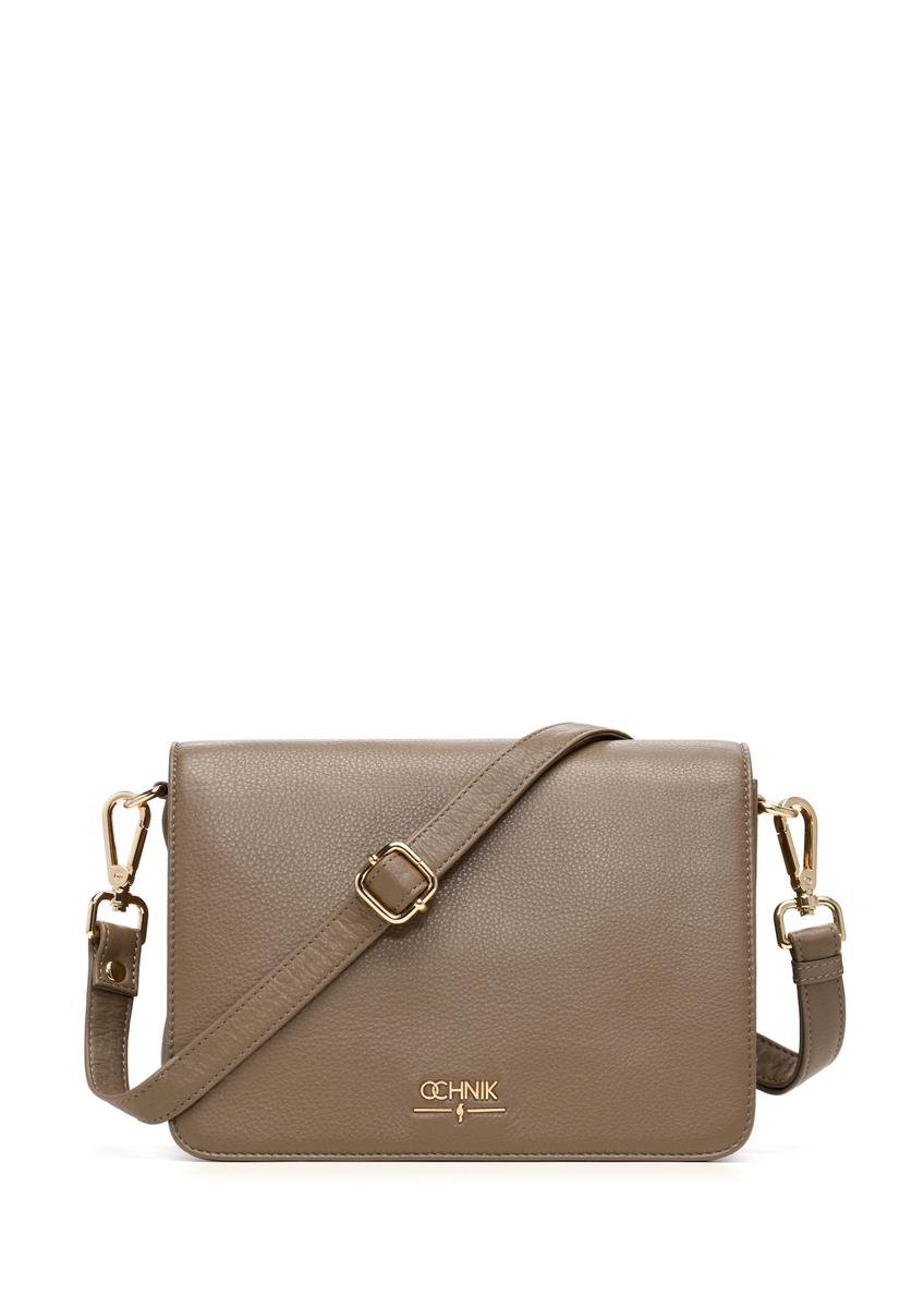 Light brown leather women's messenger bag TORES-1316-1K(Z26) - front product view, on white background.