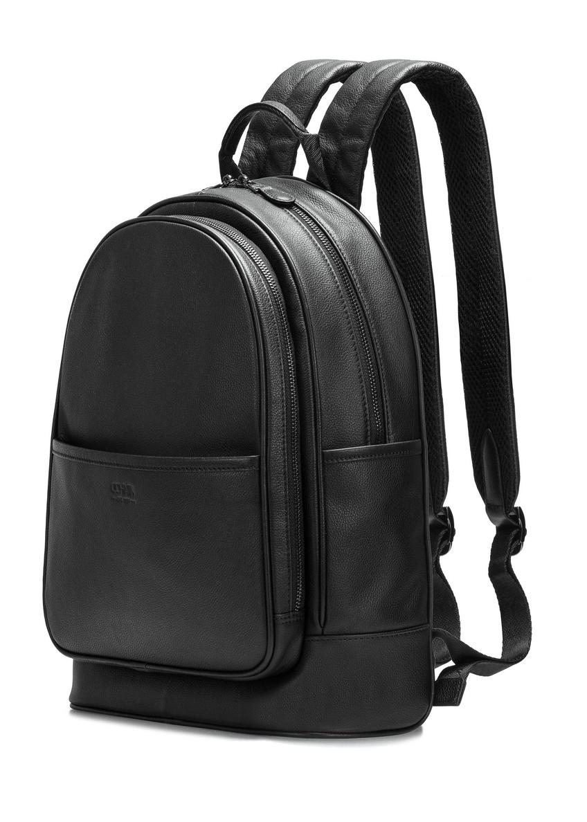 Black leather men's backpack PLCMS-0017R-99(W25)