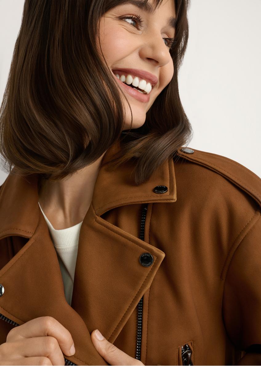 Cognac leather biker jacket KURDS-0610-1F(W26)