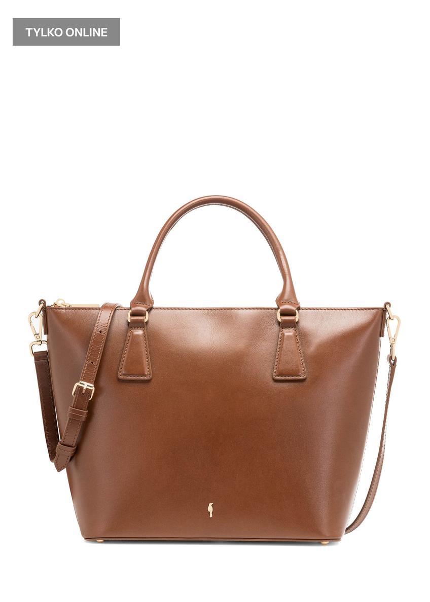 Brown leather shopper bag TORES-1104-89(W25)