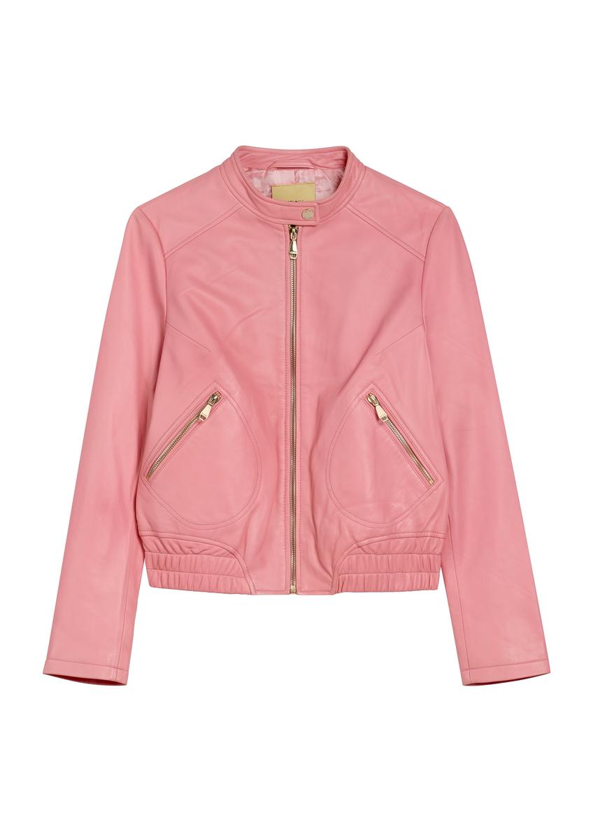 Pink women's leather jacket KURDS-0575-5B(W26)