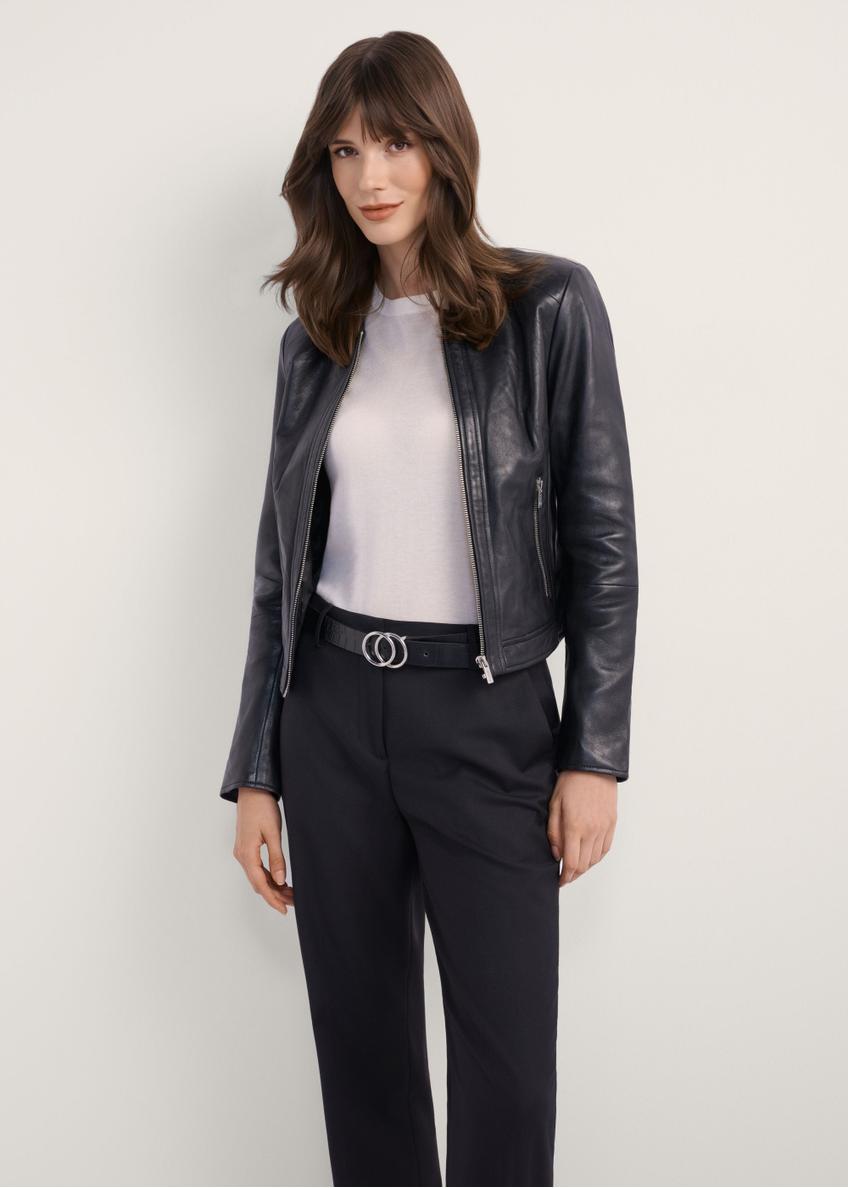 Black short women's leather jacket KURDS-0294-99(KS)