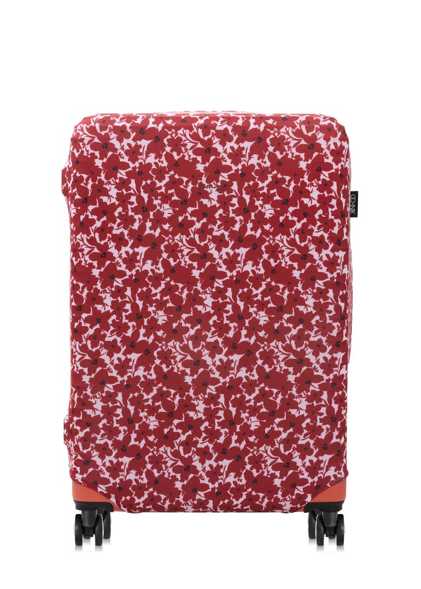 Suitcase cover with flowers for large suitcase AW-013-0005-42-L(W25), product view on the suitcase on a white background.