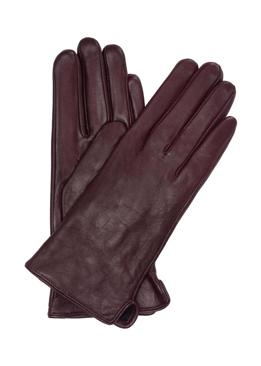 Women's burgundy leather gloves REKDS-0001-40(Z23)-01