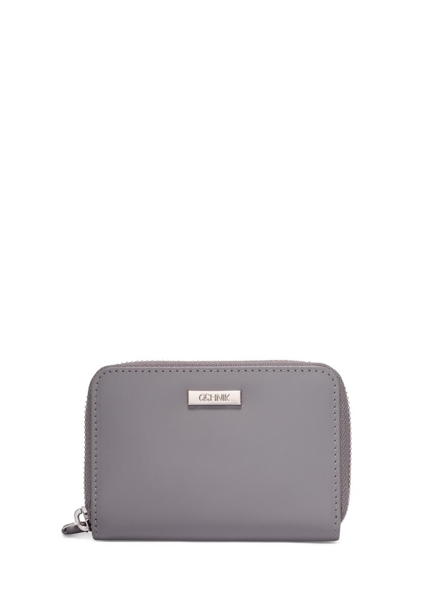 Graphite medium leather women's wallet PORES-1023-9D(Z26) - front product view, on white background.