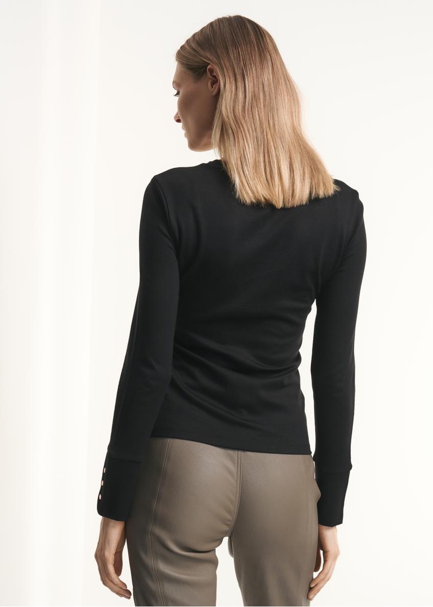 Women's black long sleeve blouse LSLDT-0032-99(Z22)