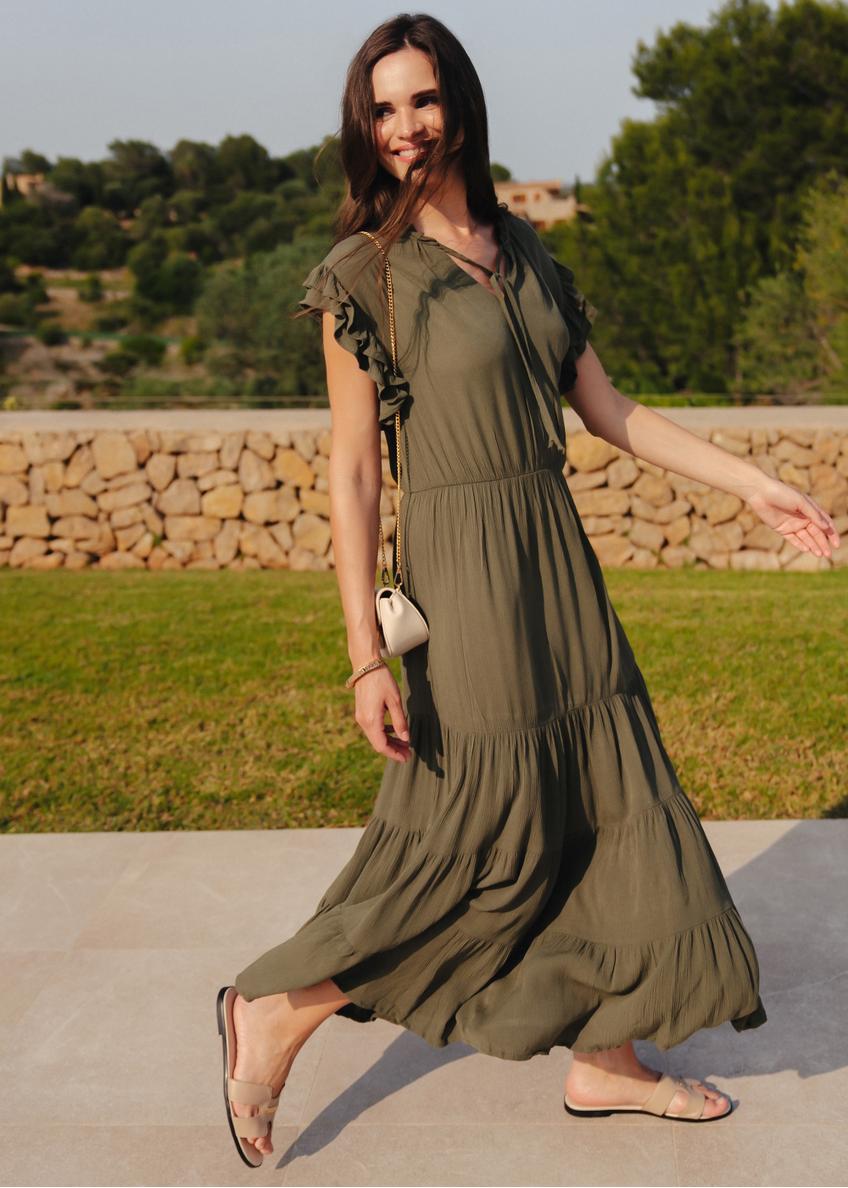 Long khaki dress SUKDT-0187-54(W25)
